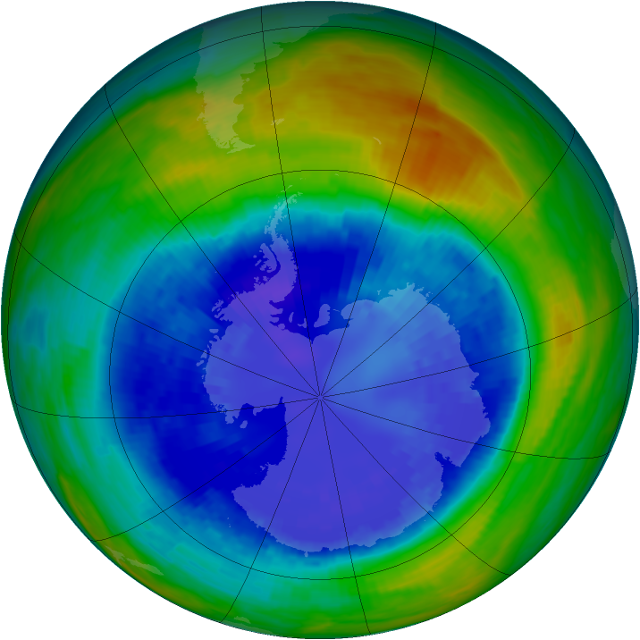 Antarctic ozone map for 05 September 1993